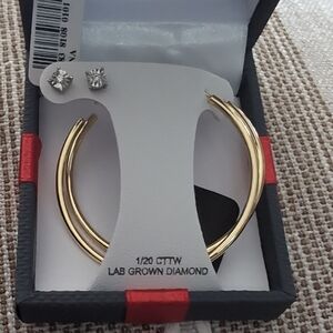 Elegant Gold Hoop Earrings with Diamond Studs